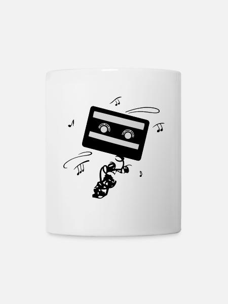 Retro cassette with music notes. Music logo. - Mug - white