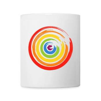 Locker gemalte Kreise aus farbigen Pinselstrichen - Tasse - Weiß - Vorne