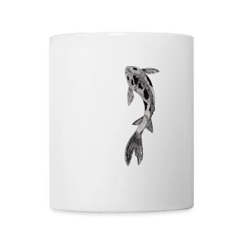 Koi Silhouette auf Schwarz - Tasse - Weiß - Vorne