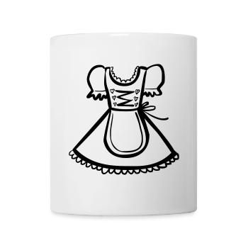 Dirndl – Schwarz-Weiß-Zeichnung – einfärbbar - Tasse - Weiß - Vorne