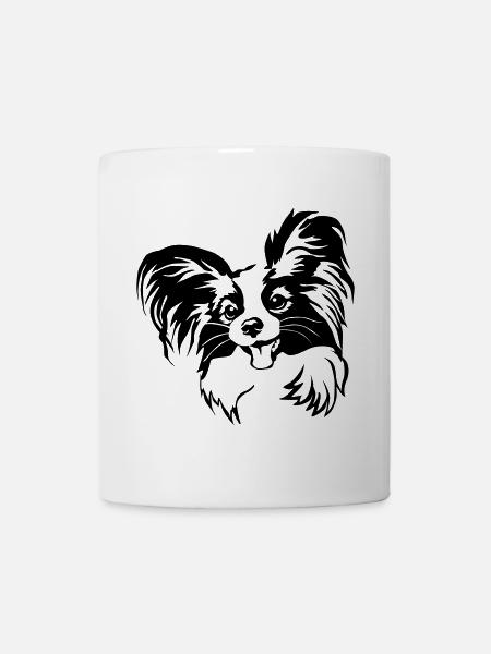 Papillon Kopf - Tasse - Weiß