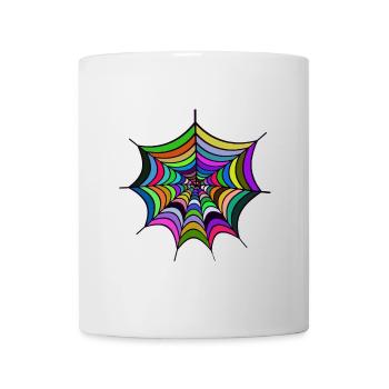 Regenbogen-Spiderweb Muster - Tasse - Weiß - Vorne