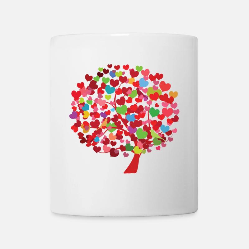 Illustration d’arbre de coeur avec des feuilles colorées - Mug blanc - blanc