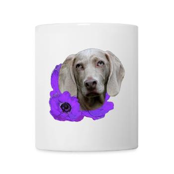 Anemones with Weimaraner, hunting dog lover - Mug - white - Front