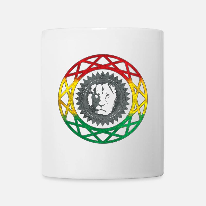 Löwengesicht im Rasta-Mandala-Stil - Tasse - Weiß