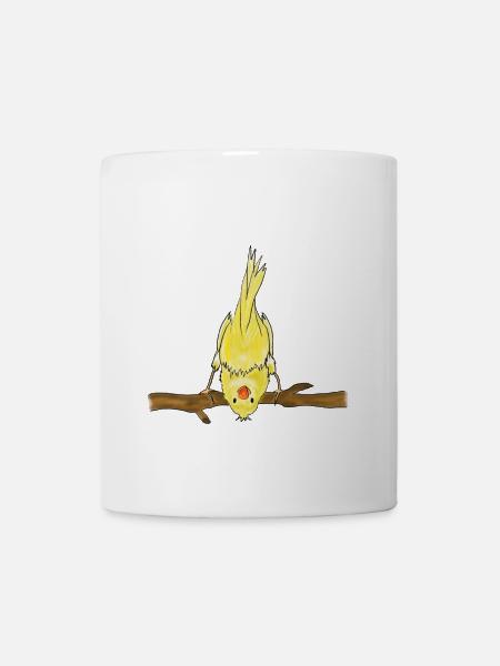 Niedlicher Vogel auf Ast Illustration - Tasse - Weiß
