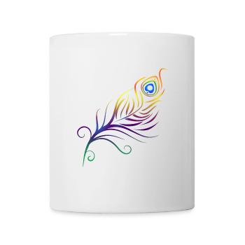 Tribal Tattoo Pfauenfeder Feder Geschenkidee - Tasse - Weiß - Vorne