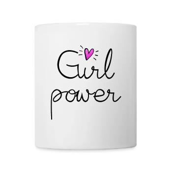 girl power with pink glitter heart - Mug - white - Front