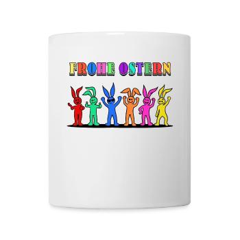 Frohe Ostern Osterhasen Osterhäschen Osterfest - Tasse - Weiß - Vorne