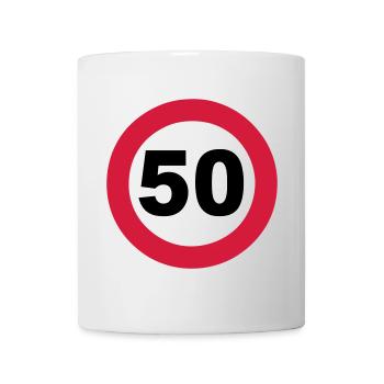 50.Geburtstag , 50 Jahre , Verkehrsschild 50 (25) - Tasse - Weiß - Vorne