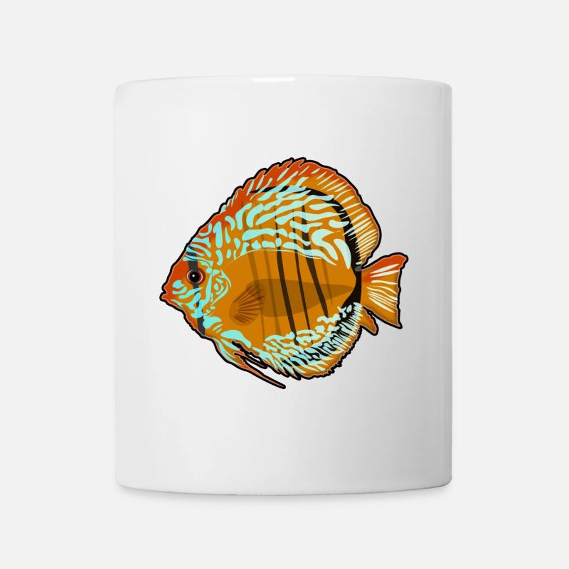 Dessin d’aquarium de discus - Mug blanc - blanc