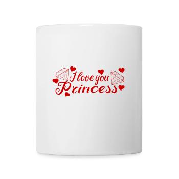 I Love you Princess avec des diamants et des coeurs - Mug blanc - blanc - Devant