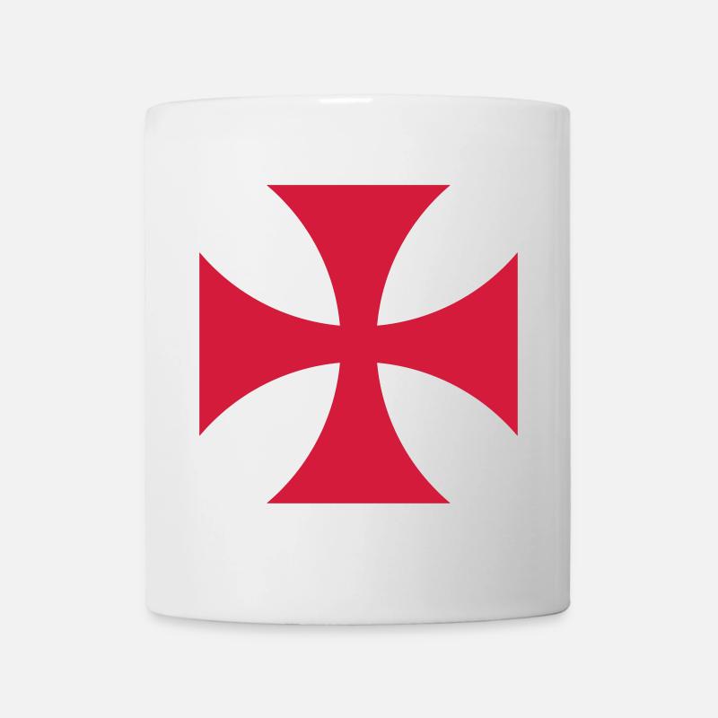 Tempelkreuz rot und Feuer - Tasse - Weiß