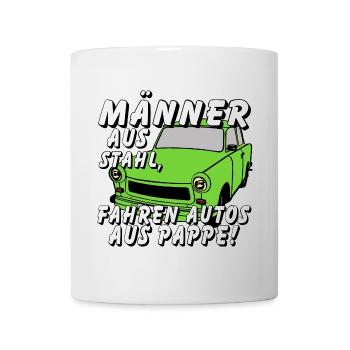 Männer aus Stahl, Auto aus Pappe ,  601 - Tasse - Weiß - Vorne