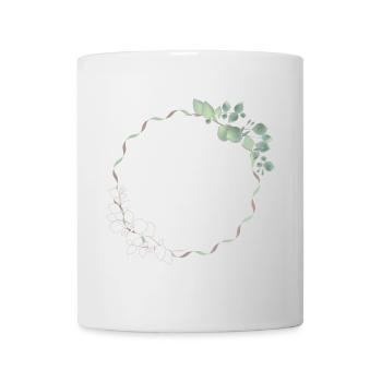 delicate eucalyptus frame for your own texts & motifs - Mug - white - Front