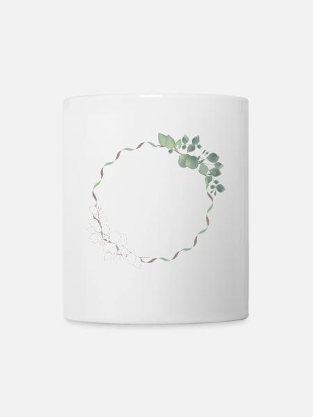 zarter Eukalyptus Rahmen für eigene Texte & Motive - Tasse - Weiß