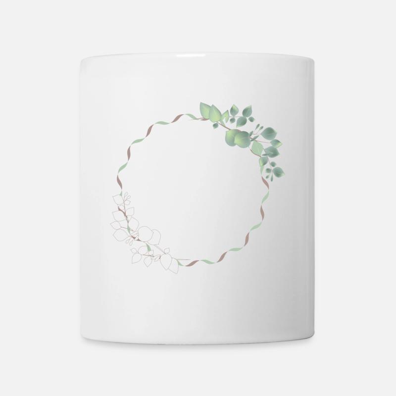 zarter Eukalyptus Rahmen für eigene Texte & Motive - Tasse - Weiß