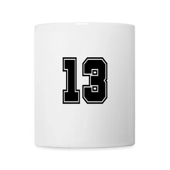 Numéro de maillot Numéro de football de football de style universitaire - Mug blanc - blanc - Devant