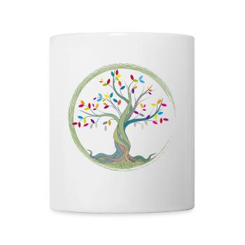 petit arbre avec des feuilles colorées en cercle - Mug blanc - blanc - Devant