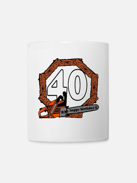 40e anniversaire,Tronçonneuse,Bois de chauffage,40 ans (25) - Mug blanc - blanc