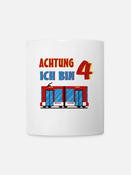4 Jahre Geburtstag Kind Zug Tram Straßenbahn - Tasse - Weiß