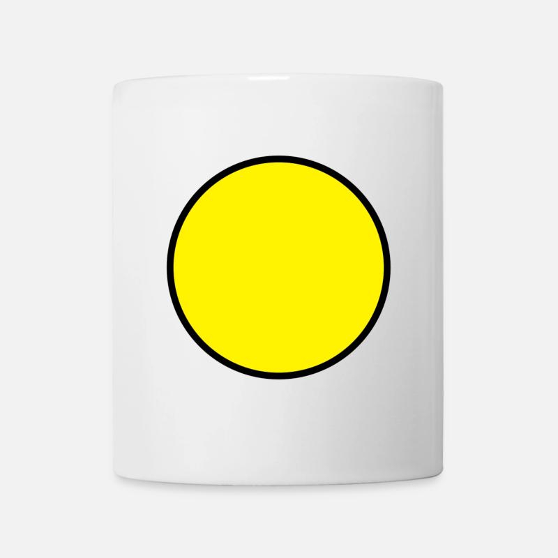 yellow circle with black outline - Tasse - Weiß