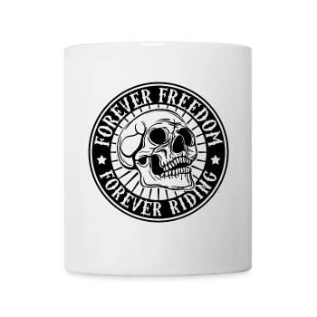 Skull motorcycle biker rocker saying freedom - Mug - white - Front