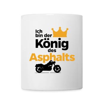 Motorrad Asphalt Biker König Spruch Statement - Tasse - Weiß - Vorne