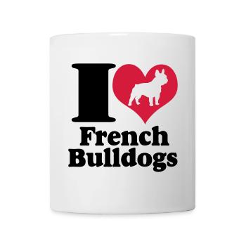 J'aime les bouledogues français ... / + - Mug blanc - blanc - Devant