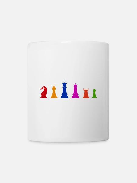 Pièces d'échecs Idée cadeau de joueurs d'échecs colorés - Mug blanc - blanc