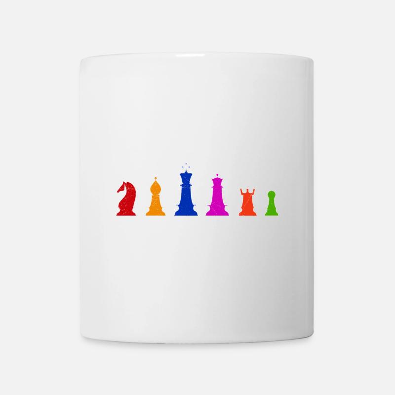 Pièces d'échecs Idée cadeau de joueurs d'échecs colorés - Mug blanc - blanc