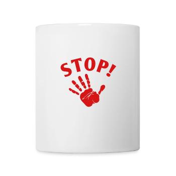 Stop! Rote Hand Grafik - Tasse - Weiß - Vorne