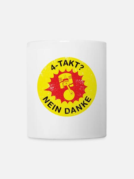 4-Takt nein danke ultimatives Ossi Schrauber Motiv - Tasse - Weiß