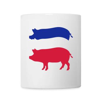 Porc tricolore rayé - Mug blanc - blanc - Devant