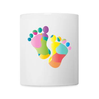 kunterbunte Baby Fußabdrücke - Tasse - Weiß - Vorne