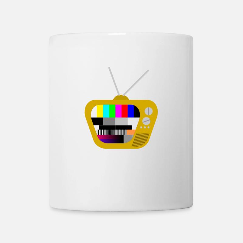 Old TV with test pattern (brown) - Mug - white