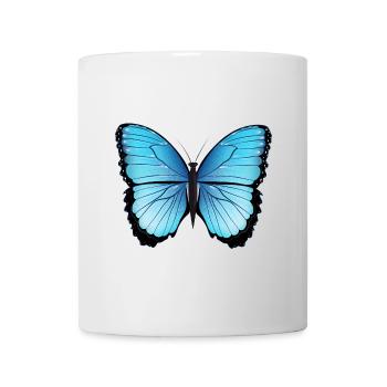 blue butterfly hand drawn and colored - Mug - white - Front