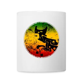 Silhouette abstraite de chat sauvage aux couleurs reggae - Mug blanc - blanc - Devant