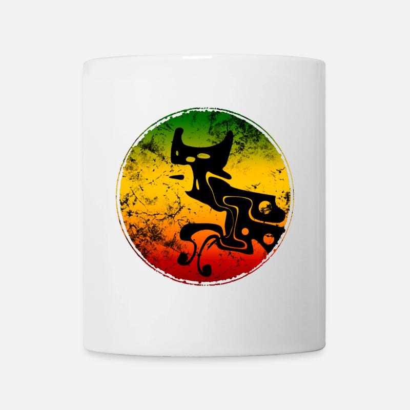 Silhouette abstraite de chat sauvage aux couleurs reggae - Mug blanc - blanc