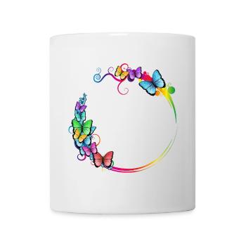 colorful butterfly frame for your own texts - Mug - white - Front