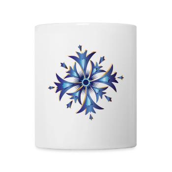 stilisiertes Kornblumen Amulett in Blau und Gold - Tasse - Weiß - Vorne