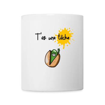 T'as une tâche pistache (typo noire) - Mug blanc - blanc - Devant