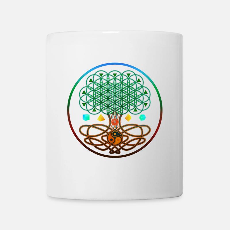 Baum des Lebens, Baum des Lebens, Heilige Geometrie - Tasse - Weiß