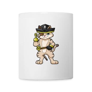 Katze Pirat Hakenhand Augenklappe - Tasse - Weiß - Vorne
