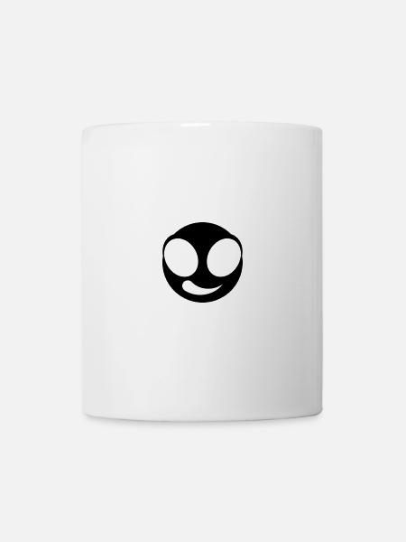Visage rond - Happy (noir) - Mug blanc - blanc