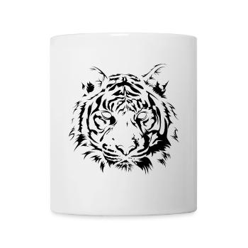 Tiger Zeichnung Raubkatze Portrait Illustration - Tasse - Weiß - Vorne