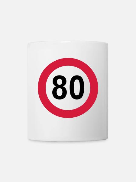 80e anniversaire , 80 ans , Panneau de signalisation 80 (25) - Mug blanc - blanc