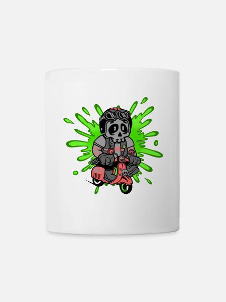 Cyclomoteur tête de mort - Mug blanc - blanc