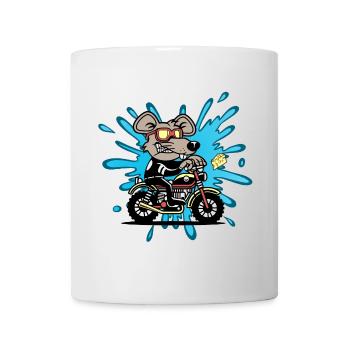 Souris rat fromage moto bande dessinée bande dessinée - Mug blanc - blanc - Devant