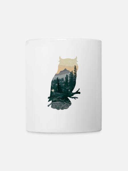 Double Exposure Animal Eule Lustige Geschenkidee - Tasse - Weiß